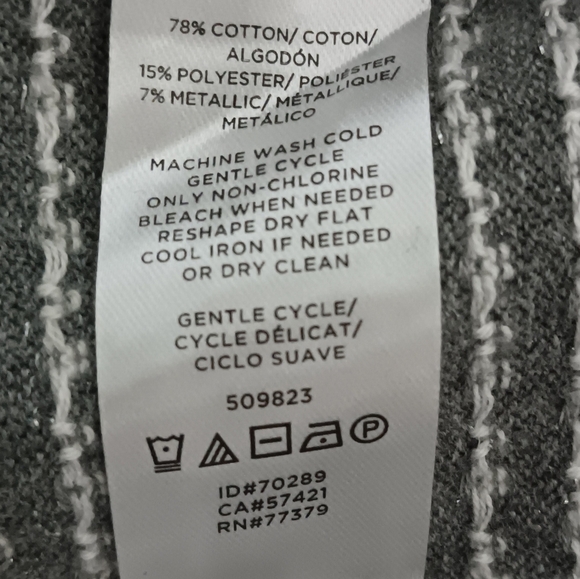 Ann Taylor Silver Metallic Honeycomb Knit Cardigan Long Sleeve Sweater Size S - Picture 10 of 10